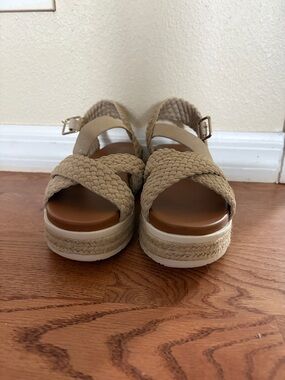 MIA Tan Braided Espadrille Platform Sandals